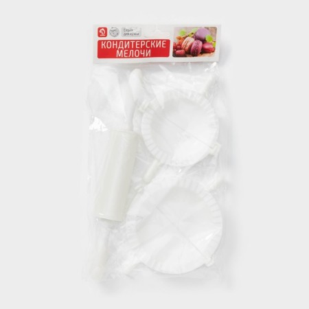 A set for modeling dumplings of the Dolyan, 3 objects, forms D = 7.5 and 10 cm, rolling pin mix-7