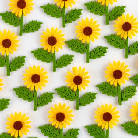 Adhesive -based felt decor, set 20 pcs., Size 1 pc. - 6 × 5 cm, yellow color