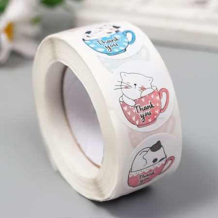 Stick Paper "Cat in a circle" d = 2.5 cm 500 pcs in a roll 3x6.5x6.5 cm-1