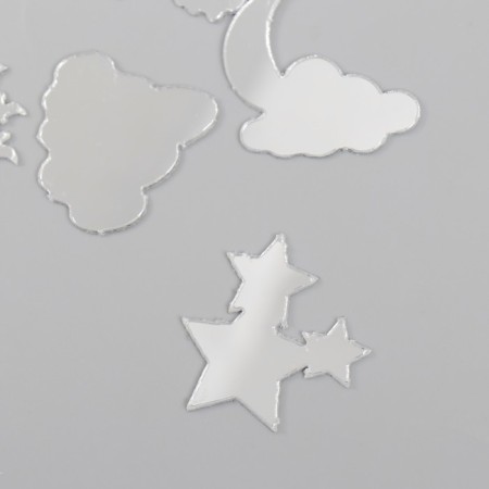 Decor for creativity plastic mirror "Sun, stars and clouds" set 6 pcs-1