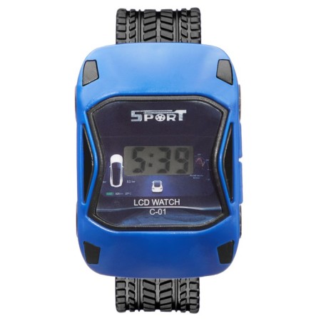 Watch of washing electronic, children's, "racing machine", silicone strap, 22 cm, blue