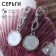 Earrings with mother -of -pearl "Magic" circle, white color in silver