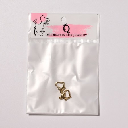 Castle-Karabin "Heart", (set 2 pcs.), 9 × 12 mm, copper, color gold-3