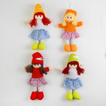 Soft toy "doll", in a hat, color mix-3