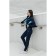 Female sports suit, size 46, dark blue color, turquoise