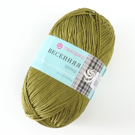 Yarn "Spring" 100% Mercerized cotton 250m/100g (760-olive)-1