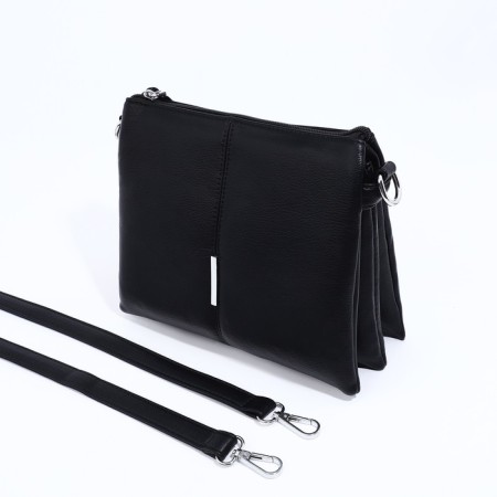 Bag Cross-Bodi with a zipper, 2 outer pockets, black color-5