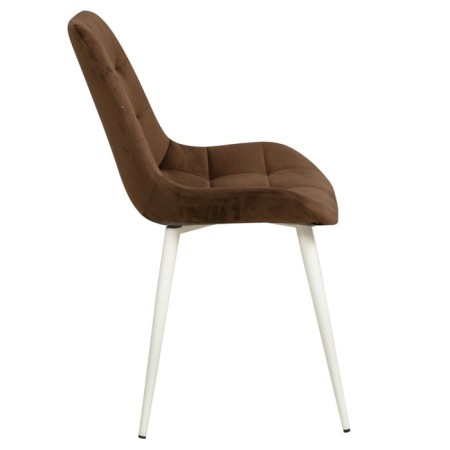 “Quarter U” chair, velor tenerife chocolate / metal white-1