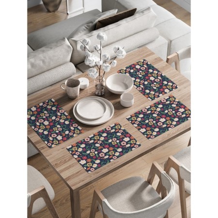 A set of napkins for setting the table "Flower Field", rectangular, rounded edges, size 30x46 cm, 4 pcs