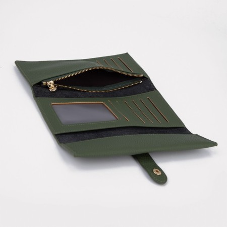 Women's wallet on the button, green color-3