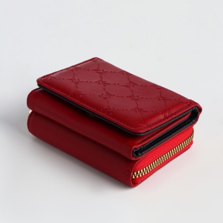 Women's wallet on the button, red color-2