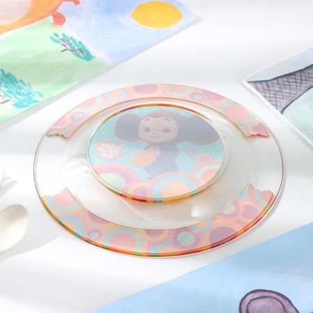 The plate "Cheburashka", d = 19.5 cm, h = 1.8 cm, glass-2