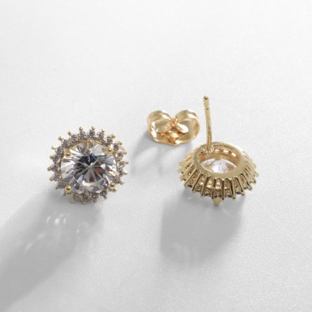 Earrings with rhinestones Xuping Cuts Sun, white color in gold-1