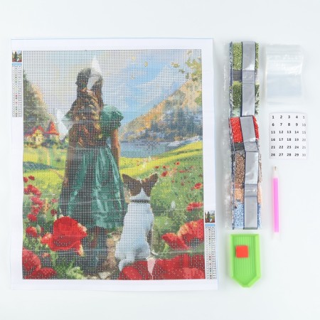 Diamond mosaic with full filling on the canvas "Emerald Fantasy", 30 x 40 cm-1