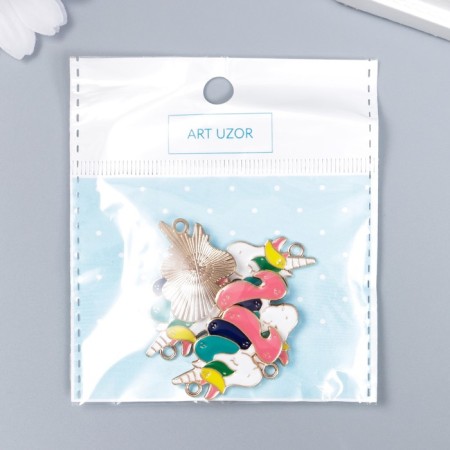 Decor for creativity metal, enamel "Unicorn with a rainbow mane" 3x2 cm-3