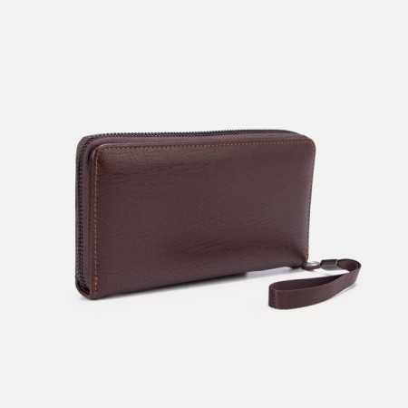 Male purse with lightning, department for bills, for cards, for coins, brown color-1