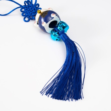 Suspension Ceramics with bells "manei-nako" blue 3.5x3.7x26 cm-4
