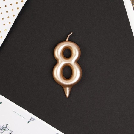 Candle for the cake, number "8", champagne.-2
