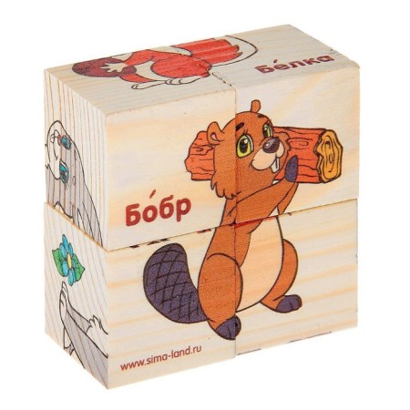 Wooden cubes "forest animals", set of 4 pcs.-3