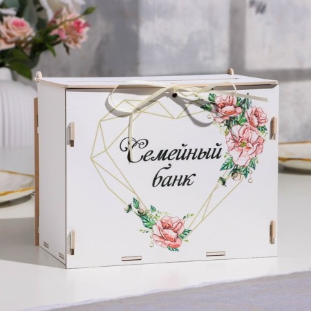 Family bank "delicate flowers", 21.5 x 13.5 x 17.5cm, MDF