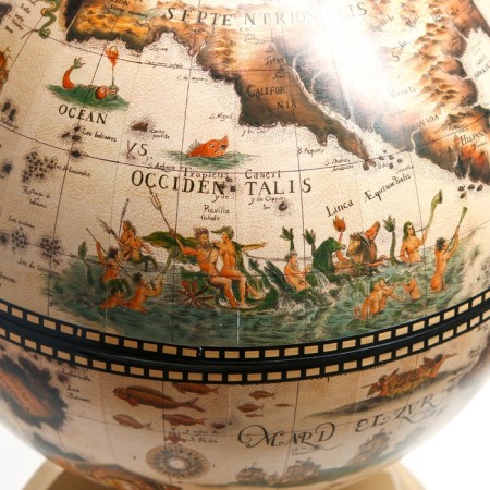 Globe bar decorative "Wanderer map" White 38x33x48 cm-11