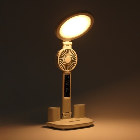 Clock - electronic lamp: calendar, thermometer, organizer, fan, 7 watts, 3 modes, USB-3