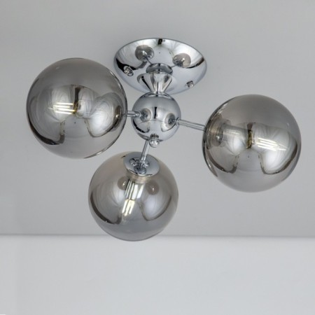 Ceiling chandelier CITILUX "Tommy" CL102130, 46x46x23.5 cm, 3x40W, E14, gray color.-4