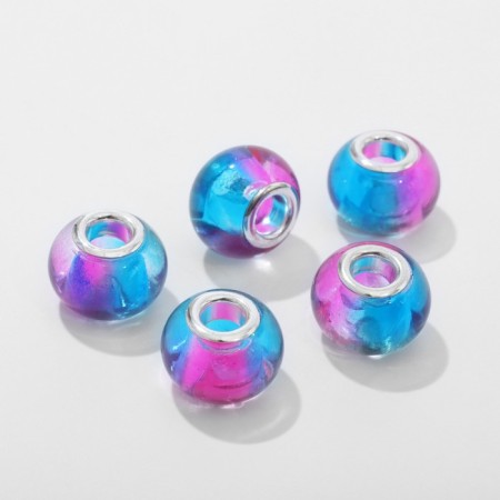 Busina "Lollipop" 1.3 × 0.8 cm, blue-pink color in silver-1