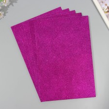 A set of glitter foamiran (5 sheets) 2 mm 20x30 cm, purple