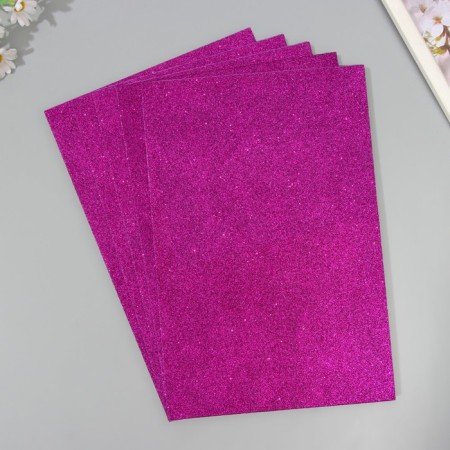 A set of glitter foamiran (5 sheets) 2 mm 20x30 cm, purple