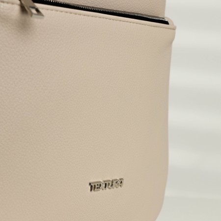 A backpack with a zipper, Textura, external pocket, light-beige color-3