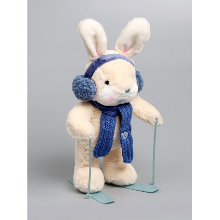 Soft toy "Little Friend", skiing bunny, blue scarf-9
