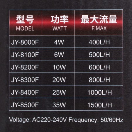 Internal filter Jingye JY-8500F, four-section, 1500 l/h, 35 watts-8