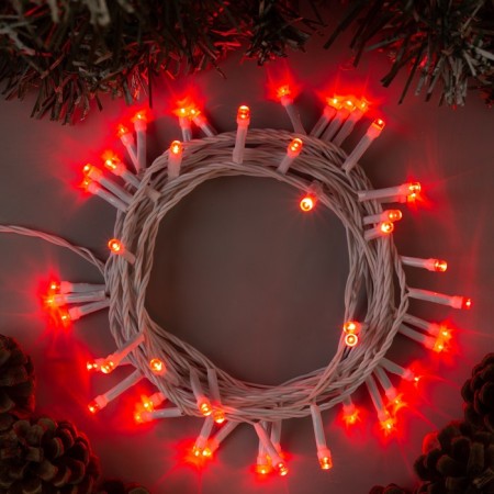 Garland “thread” 5 m, IP20, white thread, 50 LED, red glow, 8 modes, 220 V