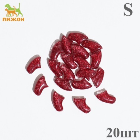 Faling claws "Antizaraps" (20 pcs), size S, red with sparkles