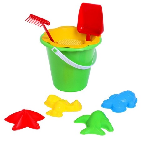 Sanding set of 8 items: bucket, strainer, scoop, rake, molds 4 pieces-4