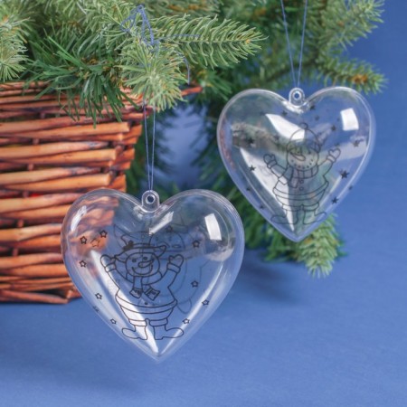 A set of New Year's jewelry for coloring "Heart" 2 pcs., Size assembled: 6.5 cm, mix-1
