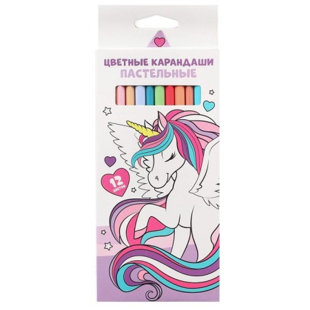 Colored pencils pastel, 12 colors, trihedral, Minnie Mouse and unicorn-6