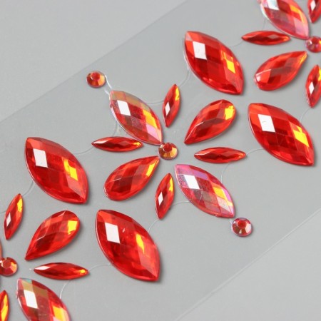 Stick plastic rhinestones "Flowers" red 25x8.5 cm-2