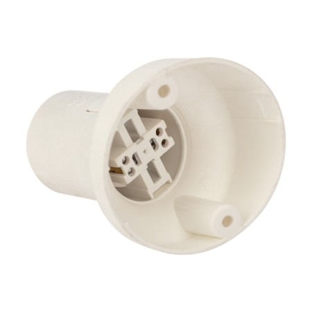 Plastic wall cartridge E27 inclined, white with rexant label-2