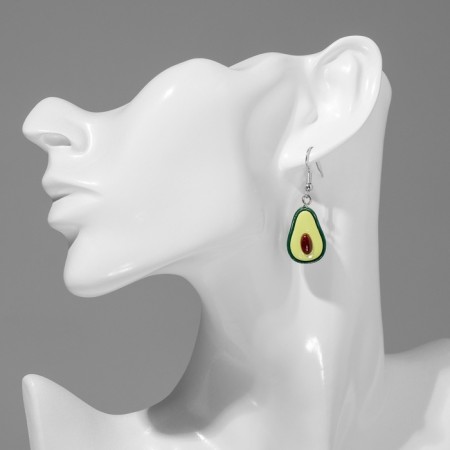 Avocado plastic earrings in the section, the color of the green-brown-6