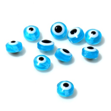 The bead "Eye" is flat, d = 6 mm (set 10 pcs.), Blue color-1