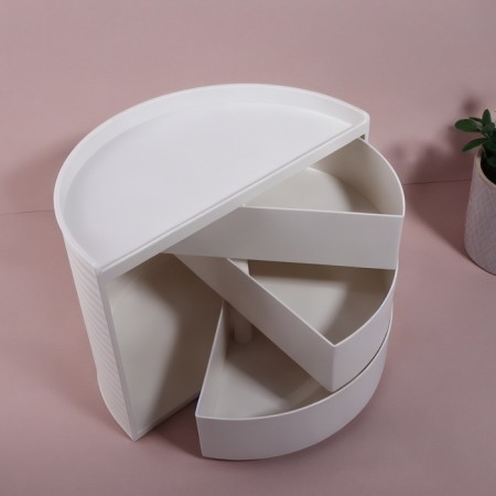 Organizer for storage, rotating, 3 sections, 27 × 15 cm, white color-2