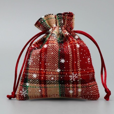 Bag Gift canvas “Fairy Tale in the Forest”, snowflakes, 10 x12 cm +/- 1.5 cm, New Year