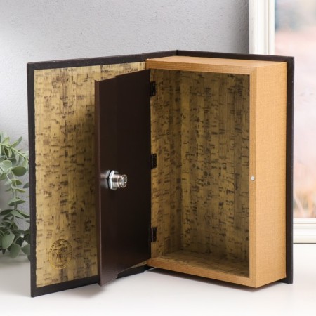 Safe-book wood to the leatherette "ship and storm" 27x18x7 cm-3
