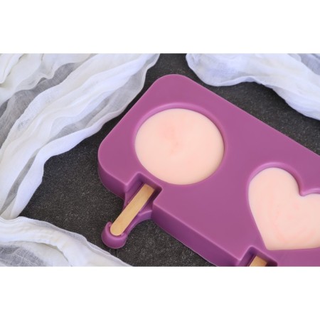 Ice Cream Form “Love”, silicone, 19.5 × 11 × 2.5 cm, 2 cells, with a lid and sticks (50 pcs), Mix color-11