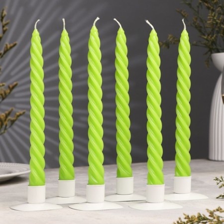 Candle twisted, 2.3x 24.5 cm, 5 hours, 50 g, green-1