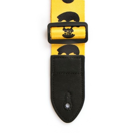 Music Life guitar belt, 60-117x5 cm, skulls on yellow-3
