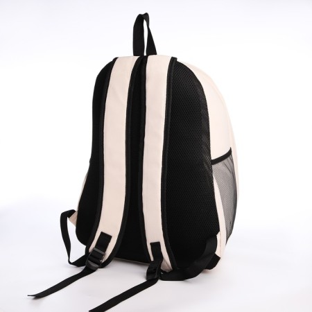 Young backpack from textiles on lightning, 3 pockets, beige color-3
