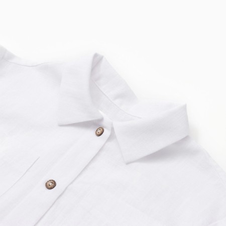Рубашка для девочки KAFTAN Linen, р.28 (86-92см) белый-7